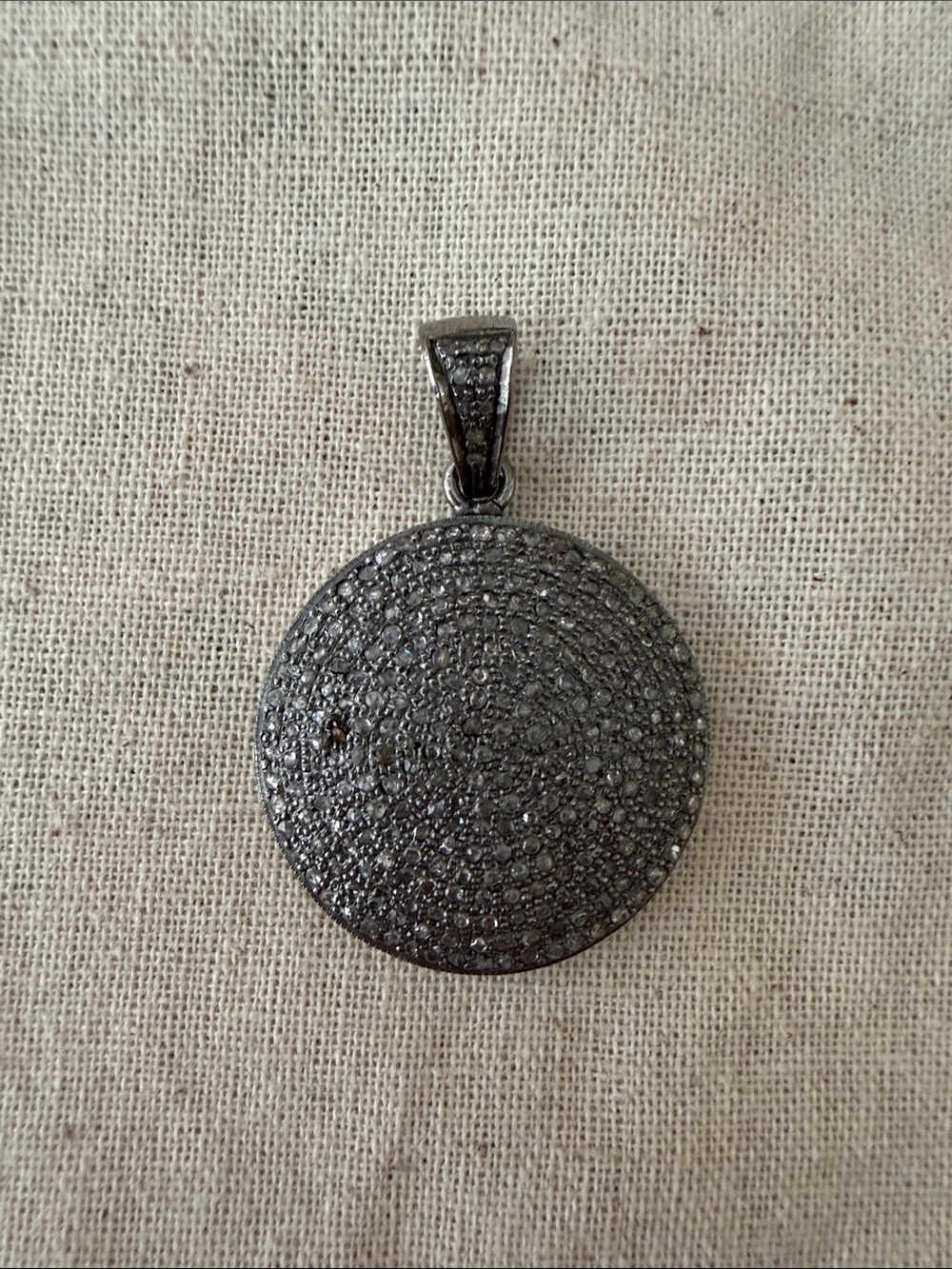 Black Pave Round Pendant Necklace - Women Jewelry